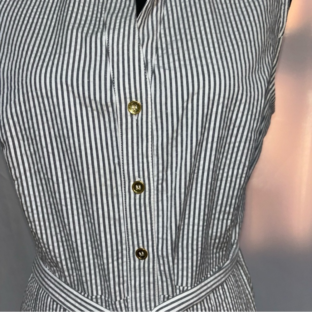 JONES & CO Jones New York Nautical Pleated Sleeveless Stripe Shirt Dress Size 12 - Picture 4 of 11